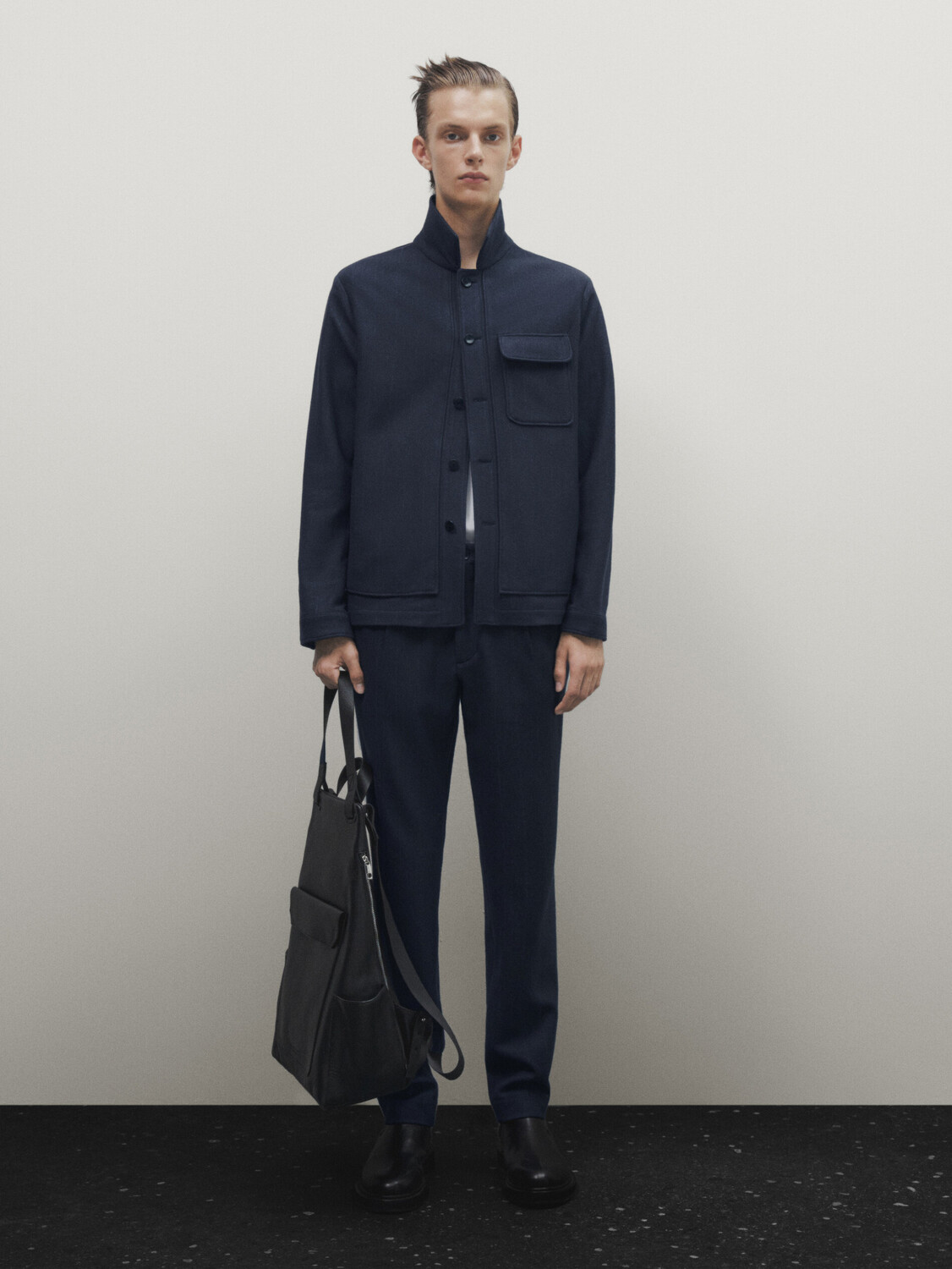 

Рубашка из полушерсти в полоску Massimo Dutti, синий