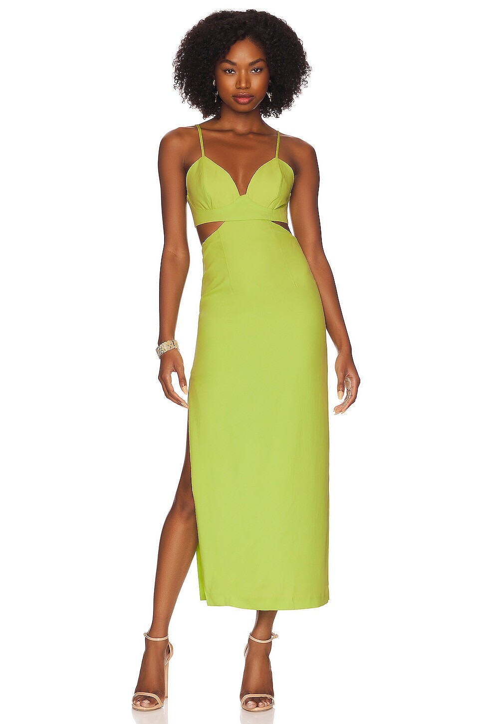 

Платье миди Bardot Cut Out Slit, лаймовый