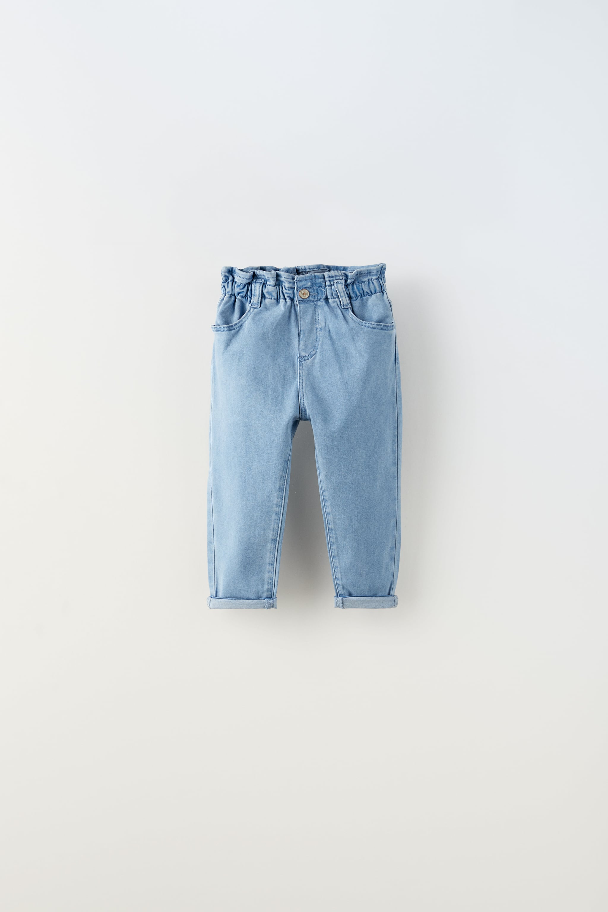 Комфортные джинсы с мешками Zara, синий фото