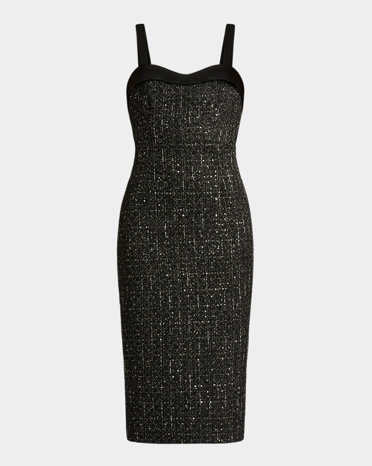 

Твидовое платье миди с пайетками Sweetheart Zac Posen, цвет Gold Tweed