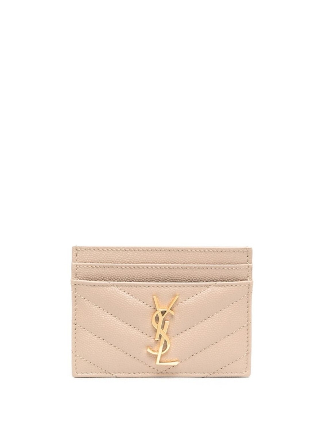 

Saint Laurent стеганый картхолдер с монограммой, нейтральный цвет
