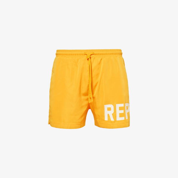 Купальные шорты стандартного кроя с брендовым принтом Represent, цвет mango