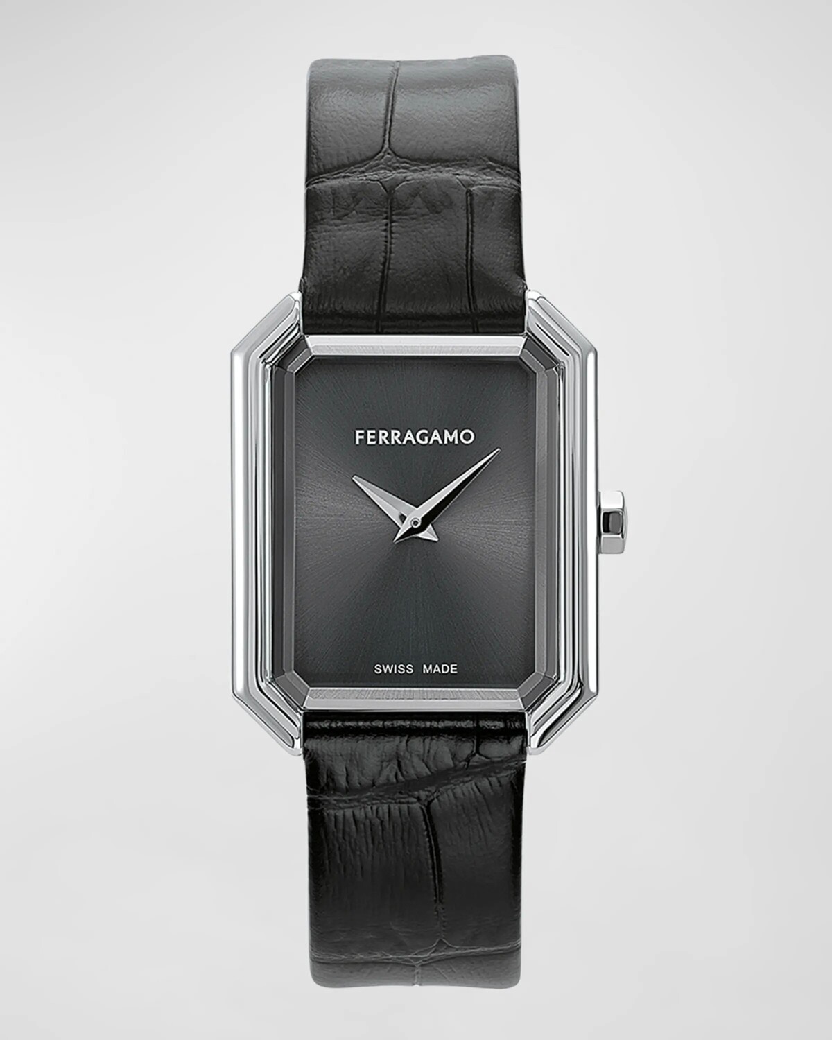 

Часы Ferragamo Crystal с ремешком из телячьей кожи, 26,5x33,5 мм, черные, цвет Silver