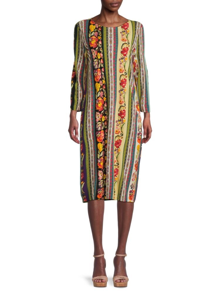 

Платье прямого кроя из джерси с цветочным принтом Etro, цвет White Multi
