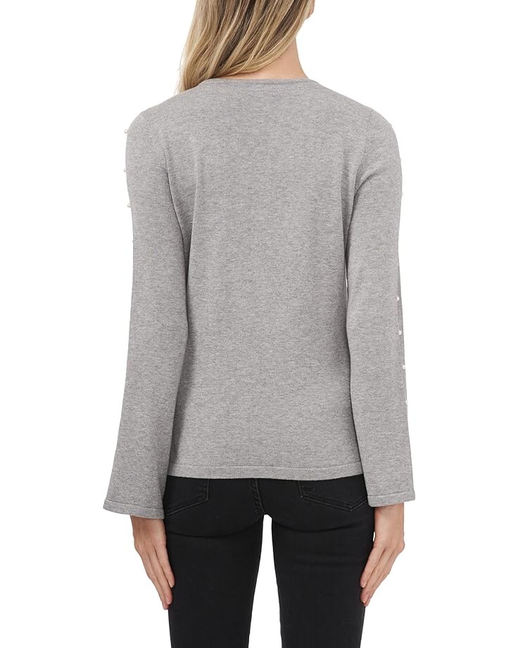 

Свитер CeCe Long Sleeve Crew Neck Sweater w/ Peral Trim, цвет Silver Heather