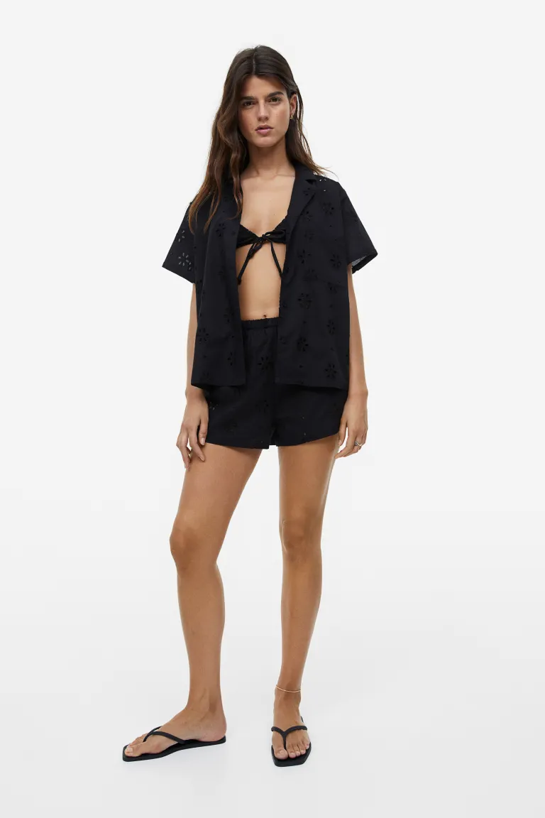 

Пляжные шорты с английской вышивкой H&M, черный