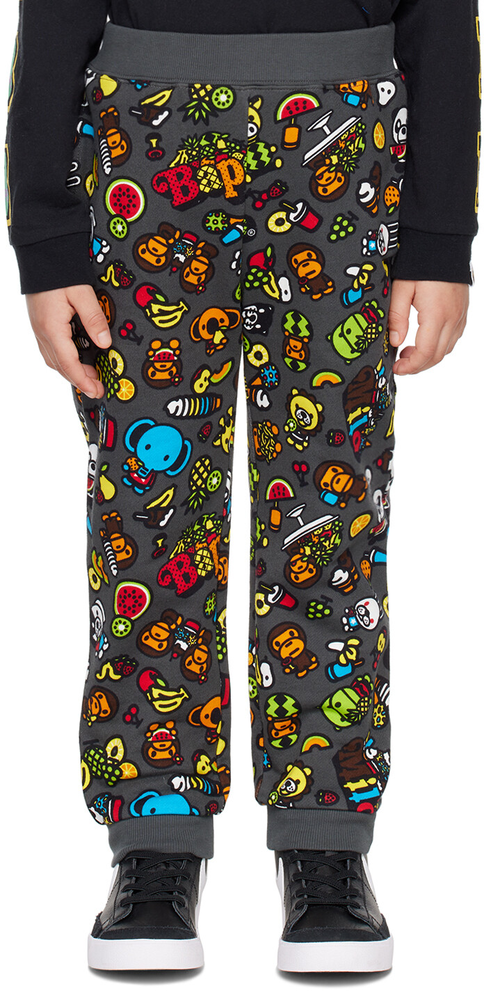

BAPE Kids Серые спортивные штаны Baby Milo с фруктами, Серый