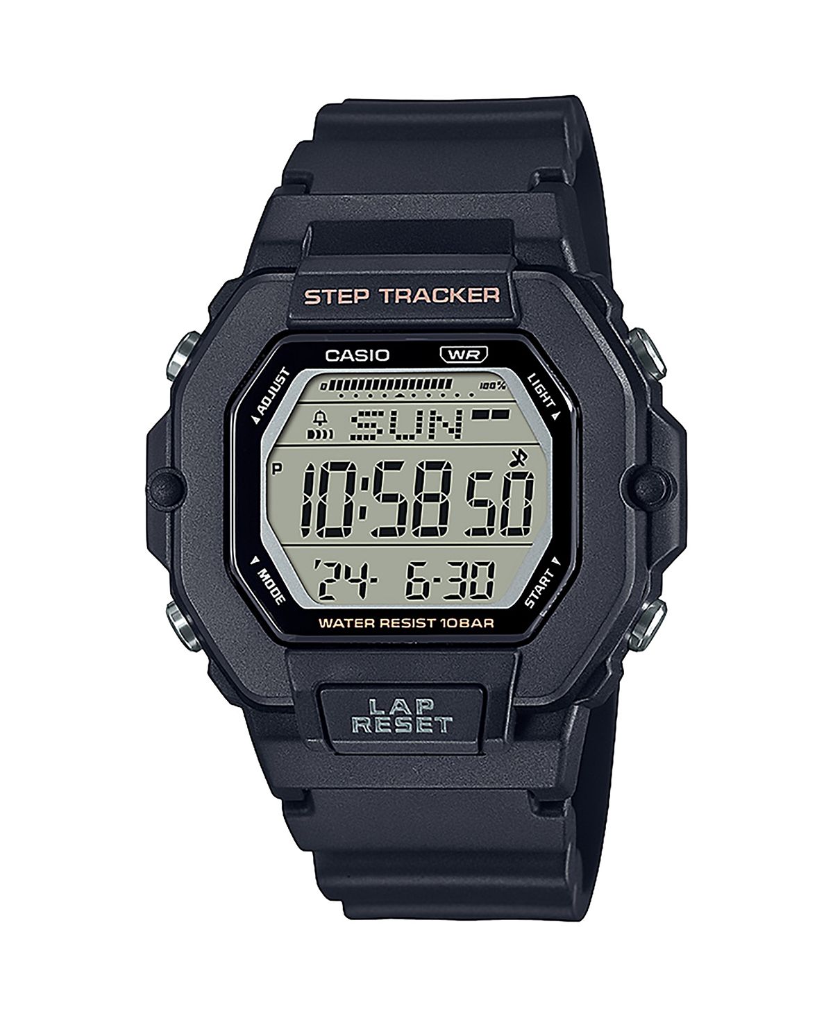 

Женские цифровые часы из черной смолы, 37,6 мм, LWS2200H-1AV Casio, черный