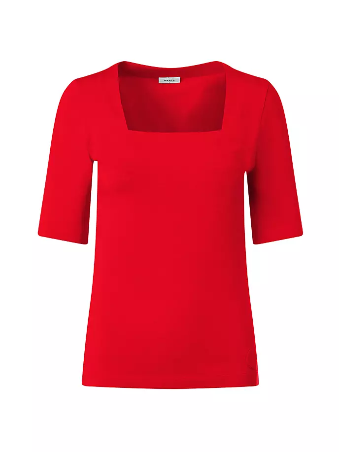 Блузка с квадратным вырезом и короткими рукавами Akris Punto, красный фото