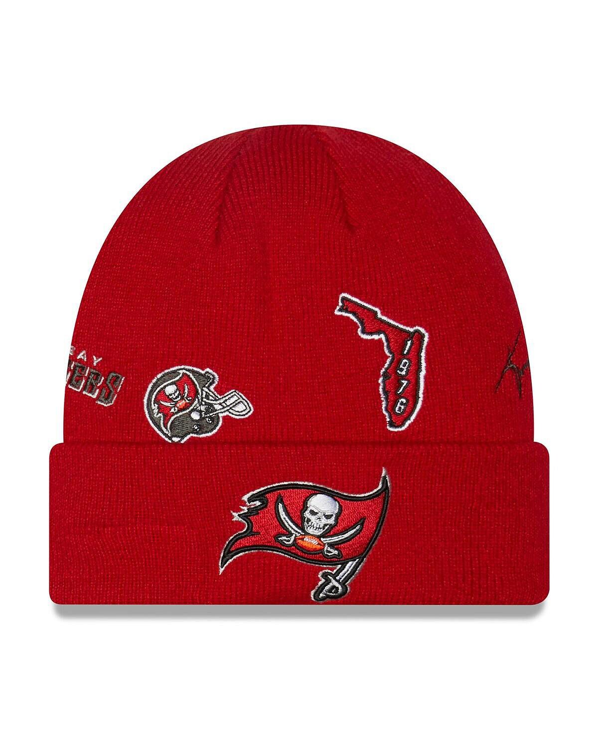 

Мужская красная вязаная шапка с манжетами Tampa Bay Buccaneers Identity New Era