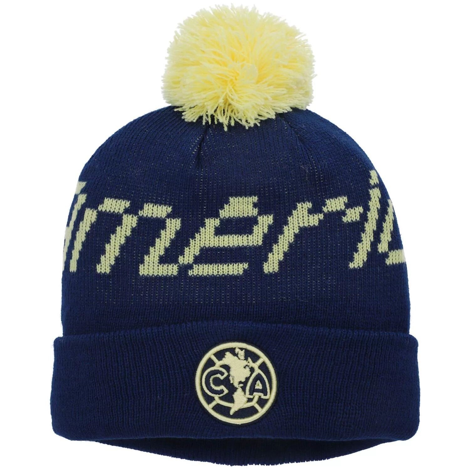 

Мужская вязаная шапка Navy Club America Pixel Neon с манжетами и помпоном