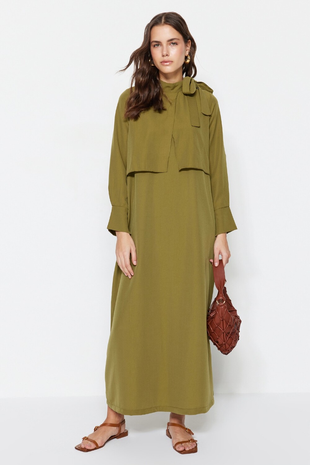 

Платье - Хаки - А-силуэт Trendyol Modest, хаки