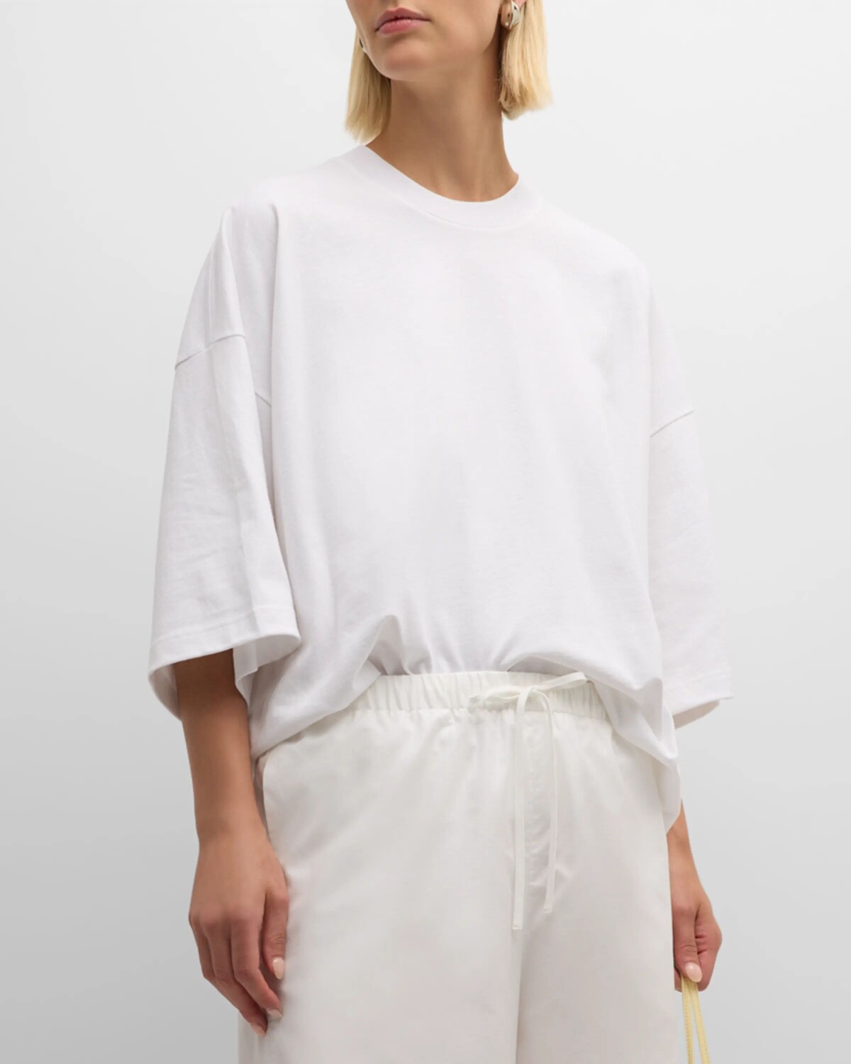

Хлопковый топ оверсайз с короткими рукавами Isha THE ROW, цвет White