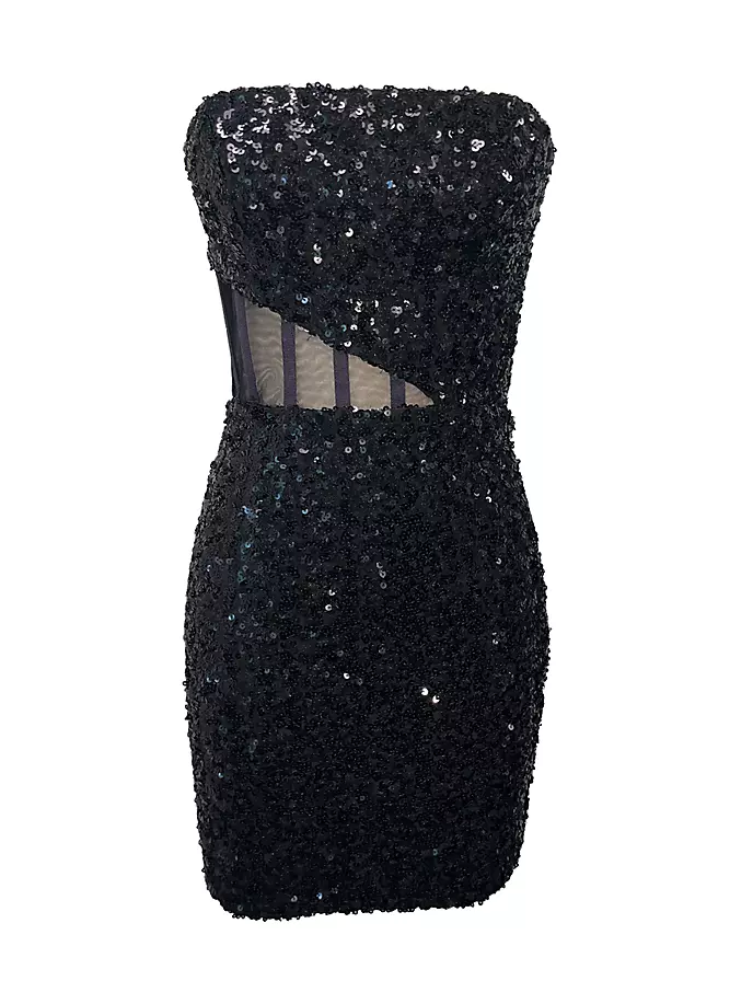 цена Мини-платье Cherie с сетчатыми вставками и пайетками Dress The Population, черный