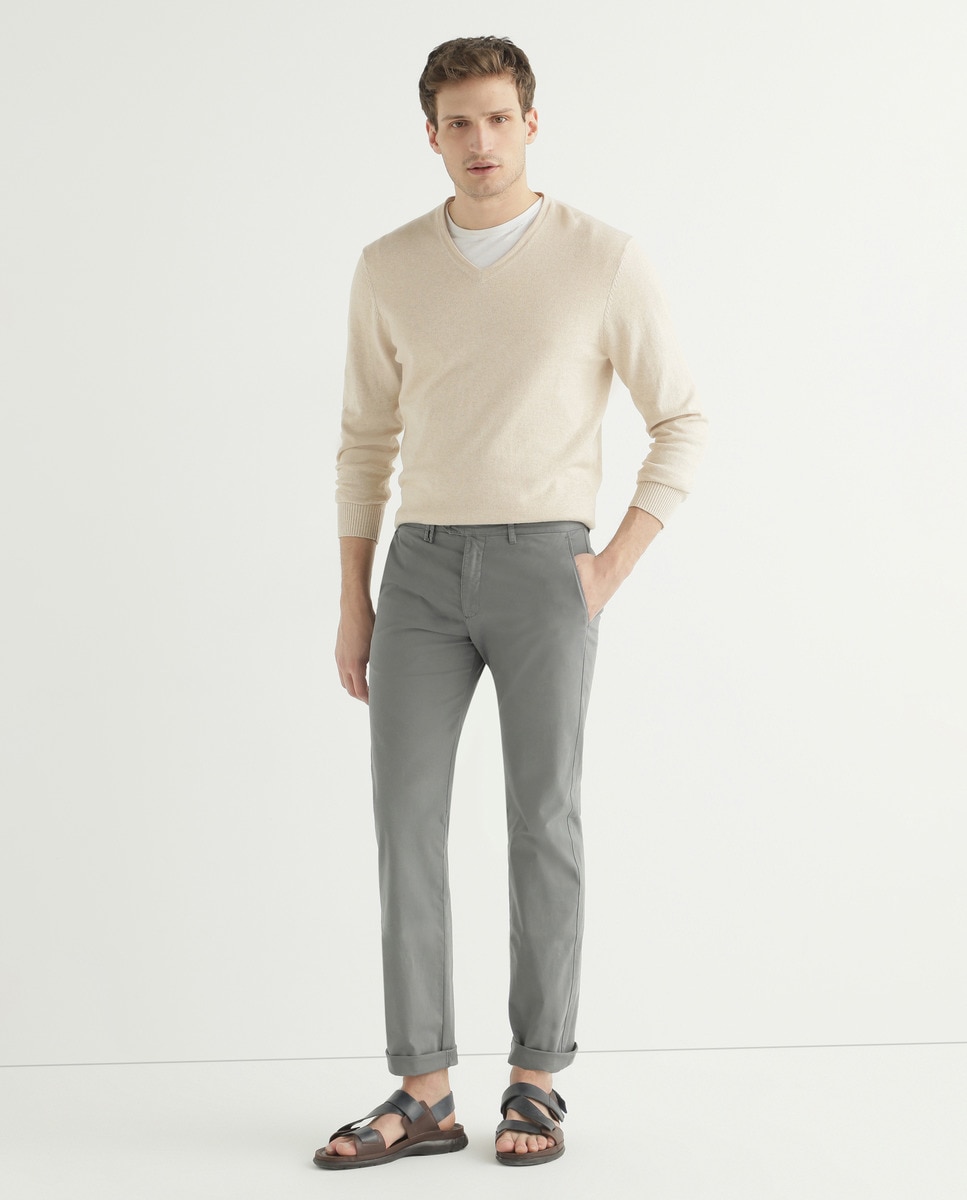 Классические мужские брюки чинос среднего серого цвета Florentino, серый