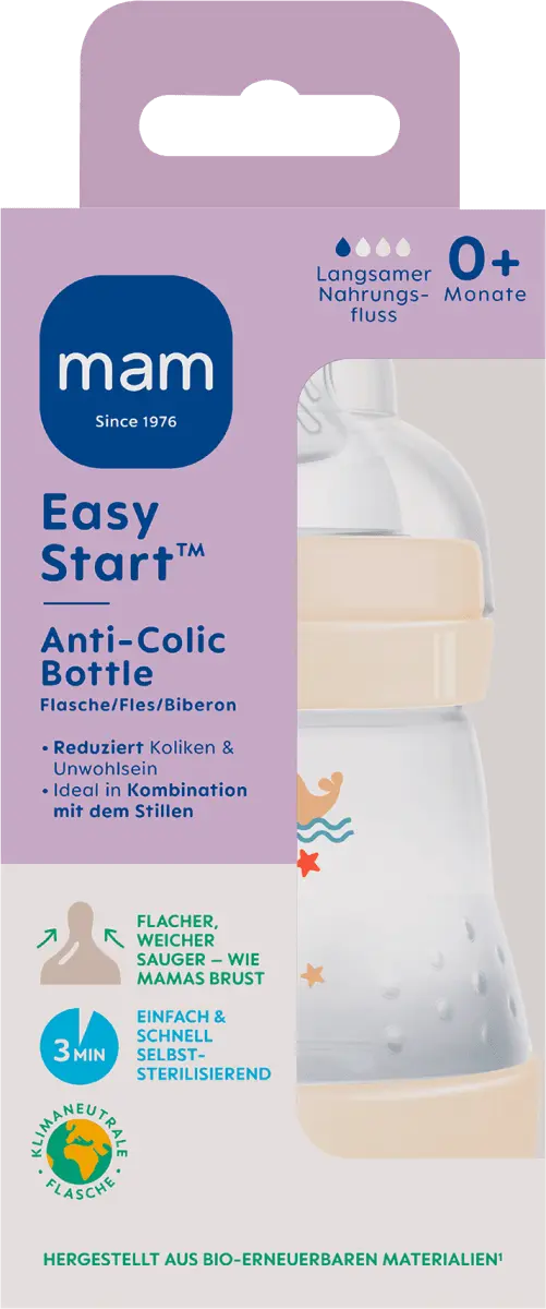 

Детская бутылочка Easy Start Anti-Colic кремовая с рождения 160 мл 1 шт. MAM