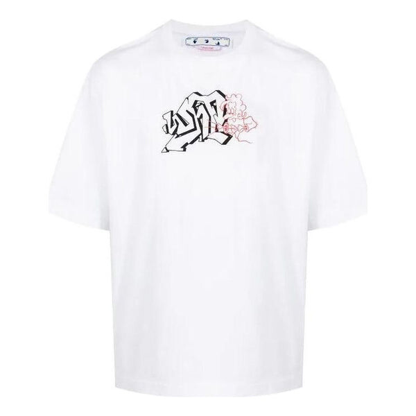 

Футболка Men's OFF-WHITE FW22 Logo Printing Round Neck Pullover Short Sleeve Loose Fit White T-Shirt, белый