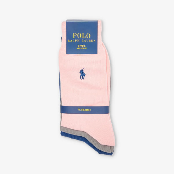 

Упаковка из трех трикотажных носков из хлопковой смеси с вышитым логотипом Polo Ralph Lauren, розовый