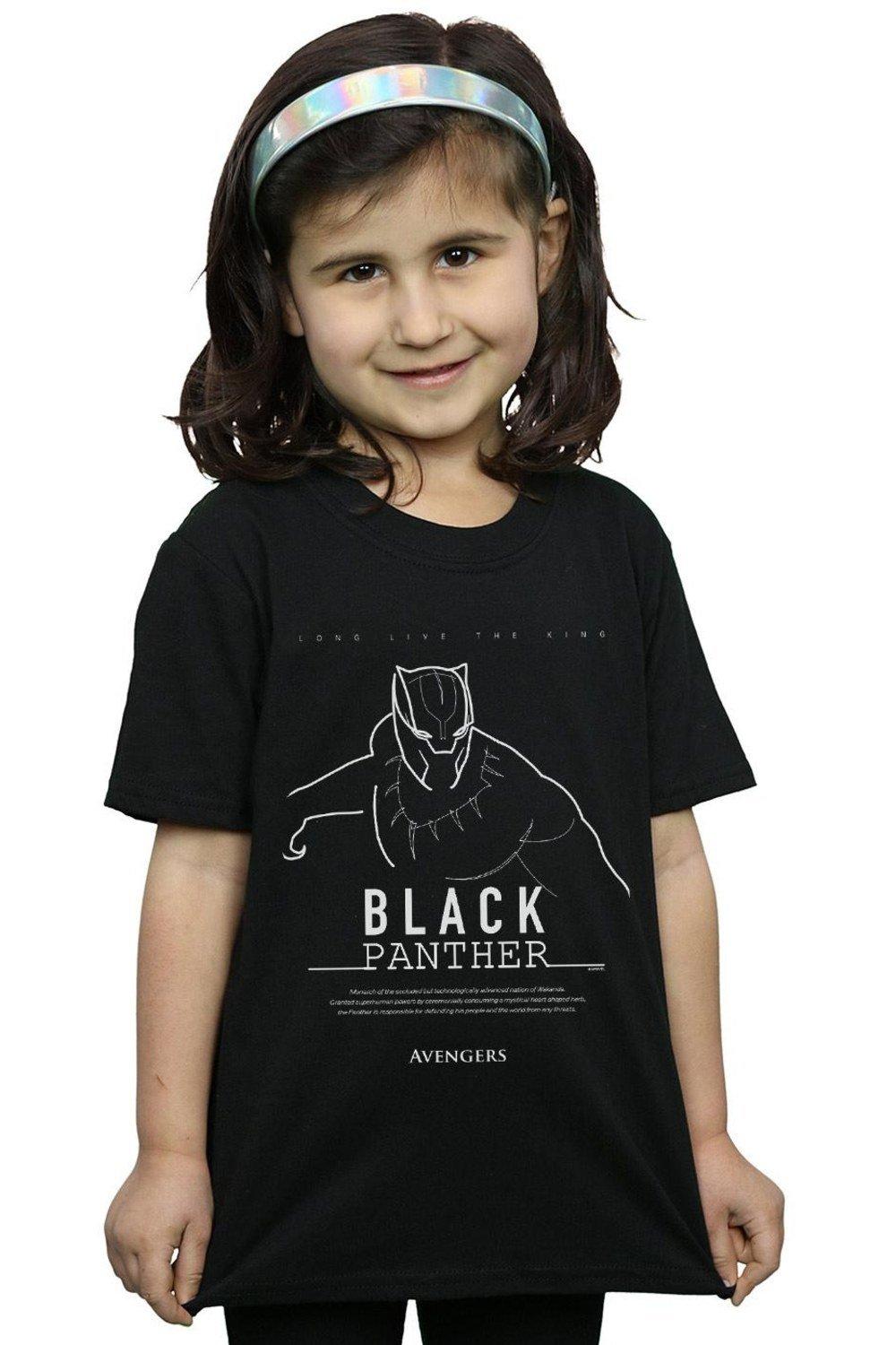 Хлопковая футболка Black Panther Long Live The King Marvel, черный