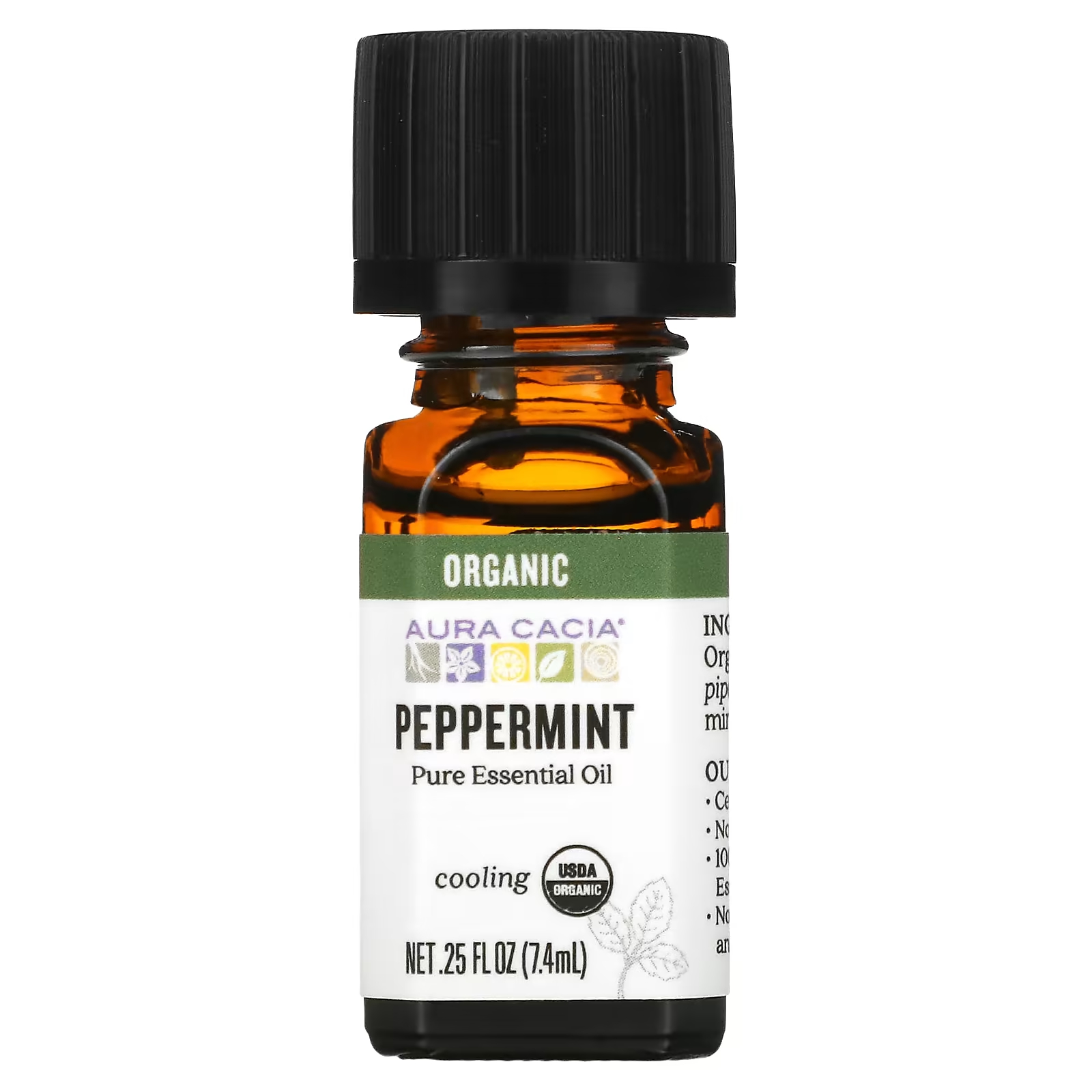Масло Aura Cacia Pure Essential Oil Organic Peppermint, 7,4 мл peppermint essential oil 100% pure therapeutic grade peppermint oil 10ml