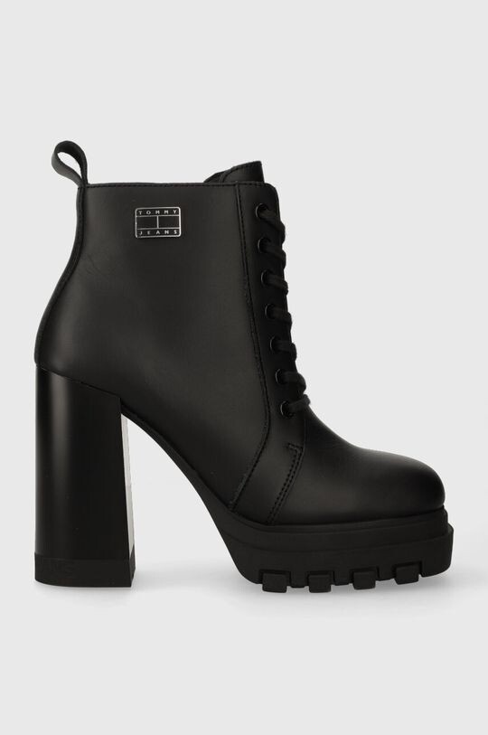 

Кожаные ботильоны TJW HIGH HEEL LACE UP BOOT Tommy Jeans, черный