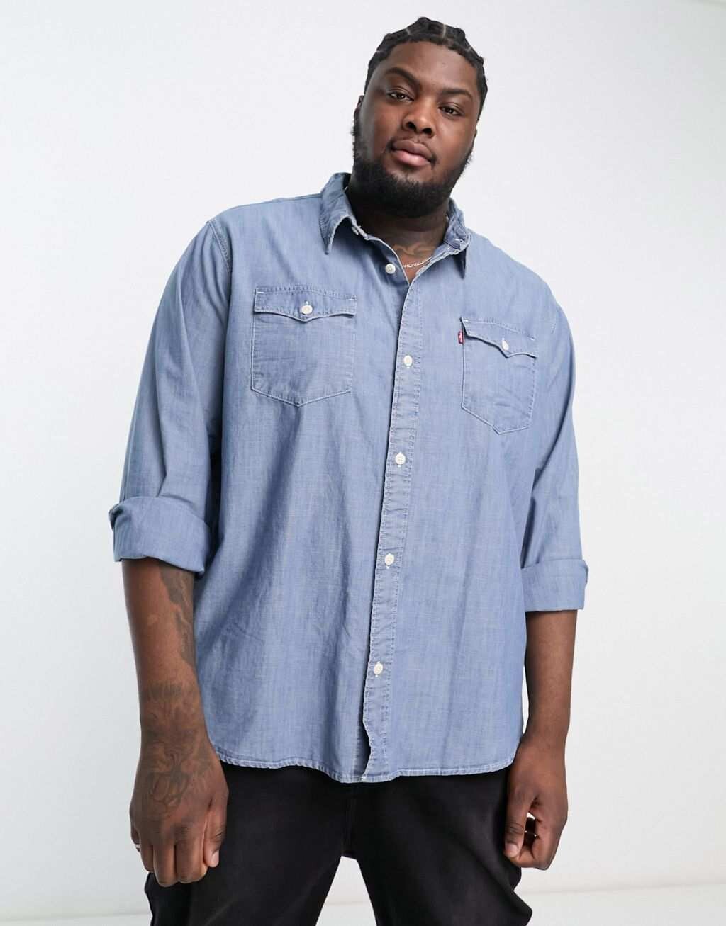 

Синяя джинсовая рубашка свободного кроя в стиле вестерн Levi's Big & Tall