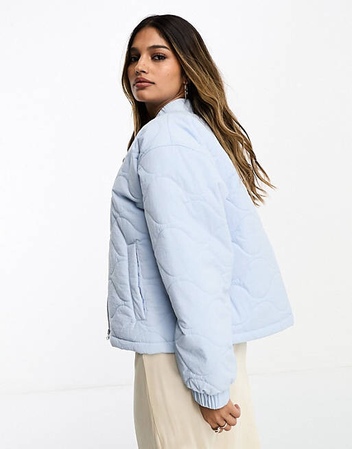 

Стеганый бомбер нежно-голубого цвета ASOS DESIGN, Синий