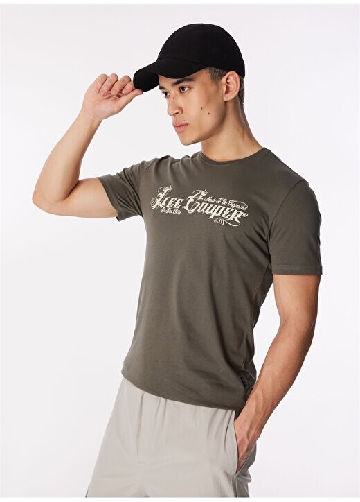 

Мужская футболка цвета хаки с круглым вырезом 232 LCM 242041 NERO ХАКИ Lee Cooper, хаки