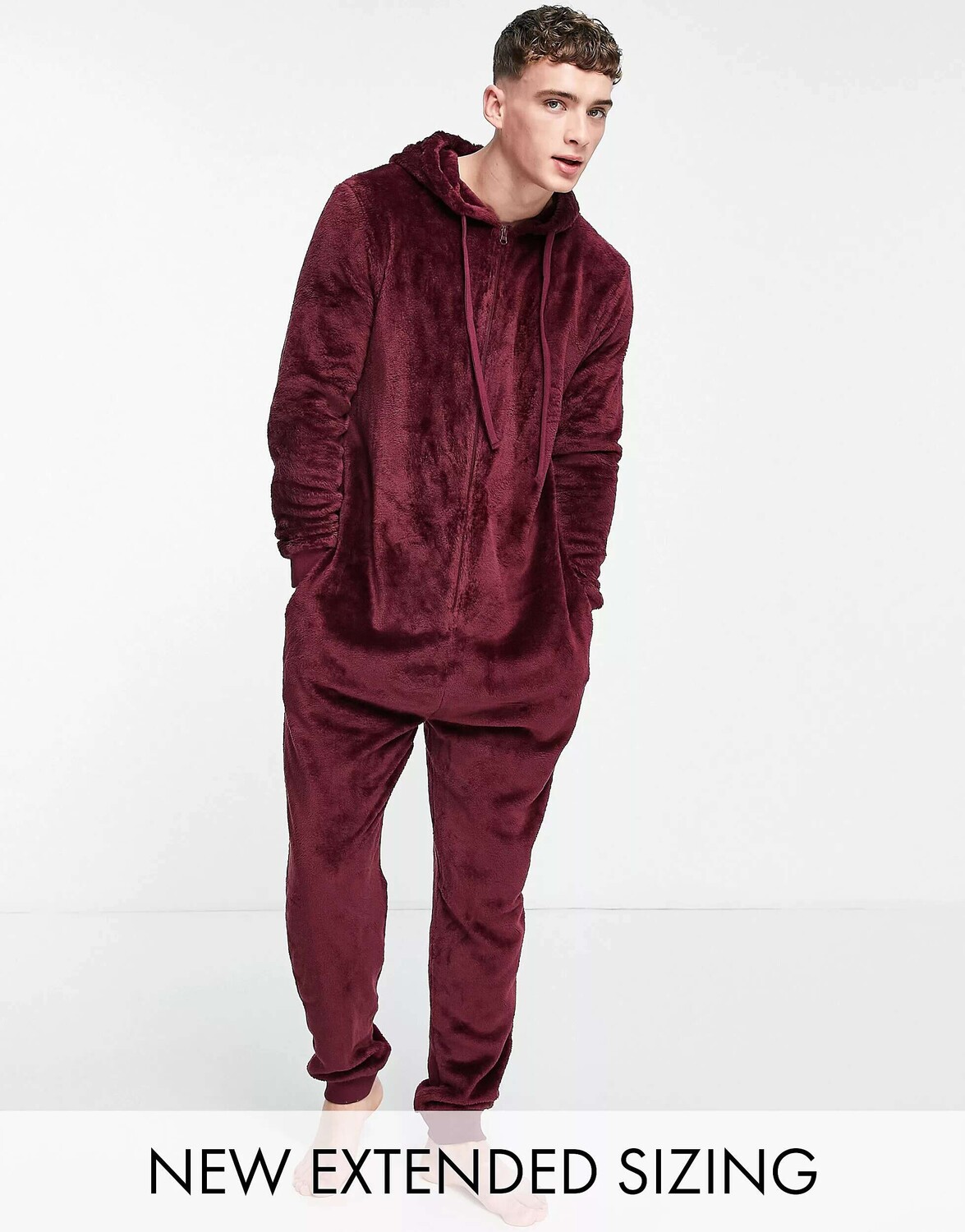 

Бордовый флисовый комбинезон ASOS
