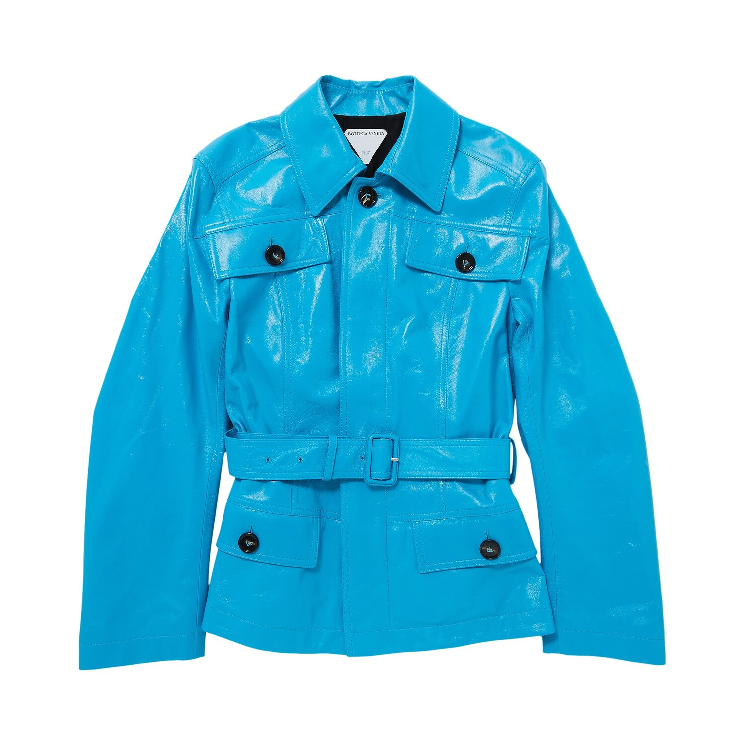 

Куртка из блестящей кожи Bottega Veneta Pool Blue