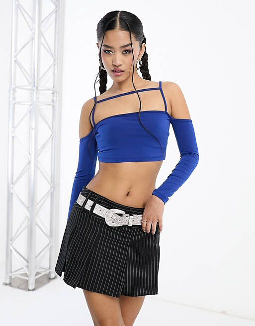 

Укороченный топ Rebellious Fashion кобальтового цвета с ремешками