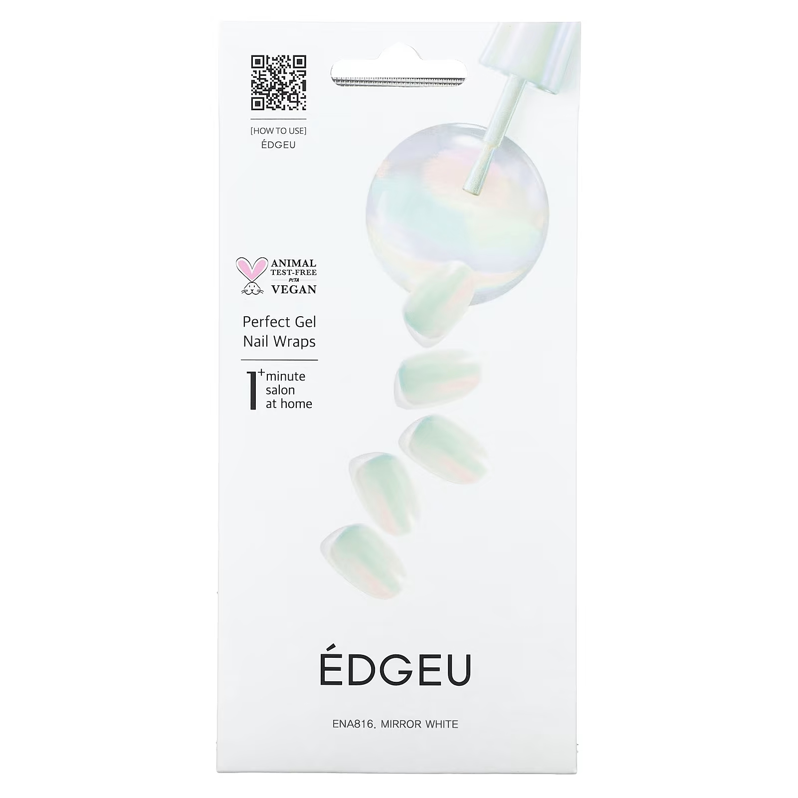 Гелевые обертывания для ногтей Edgeu Perfect ENA816 зеркально-белые 1 шт полировальная палочка для кожи 15 см