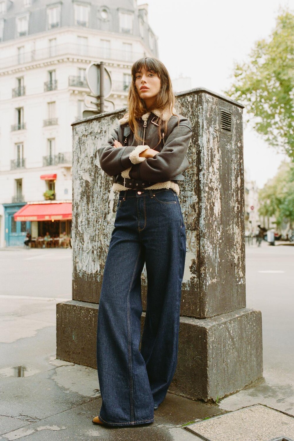 

Широкие джинсы с высокой посадкой Z1975 ZARA, синий