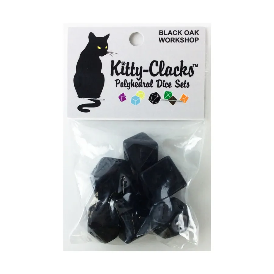 

Набор кубиков — пустота, сплошной черный (7), Kitty-Clacks Dice