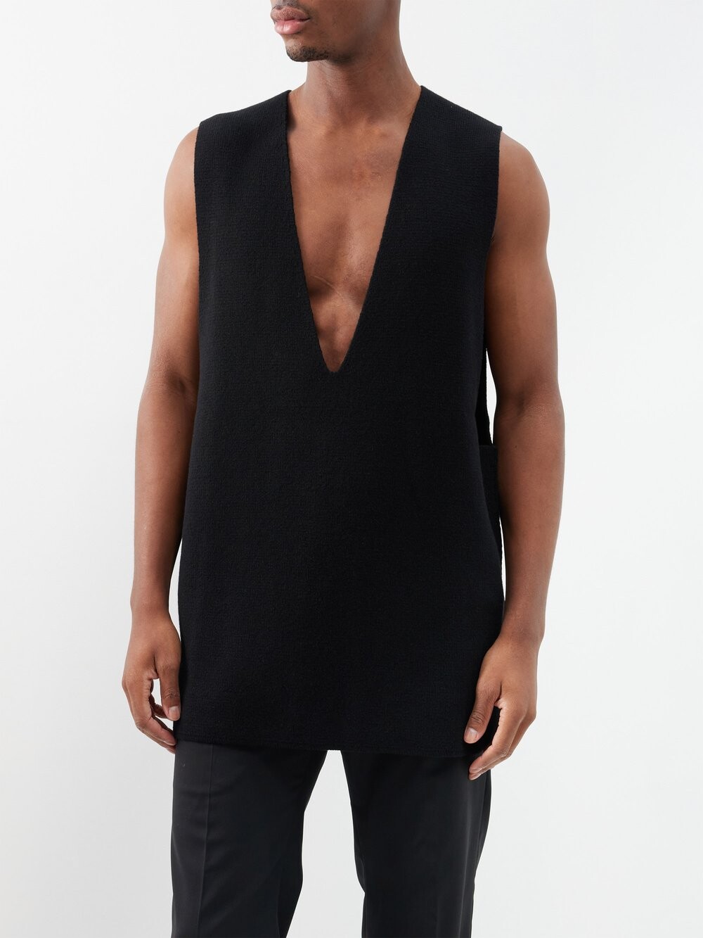 

Жилет-свитер из кашемира с v-образным вырезом Rick Owens, черный