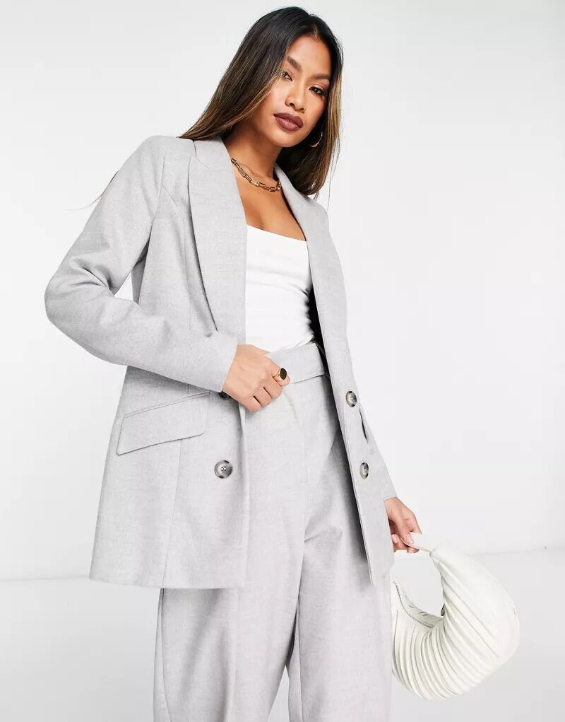 

Светло-серый однотонный пиджак на пуговицах River Island