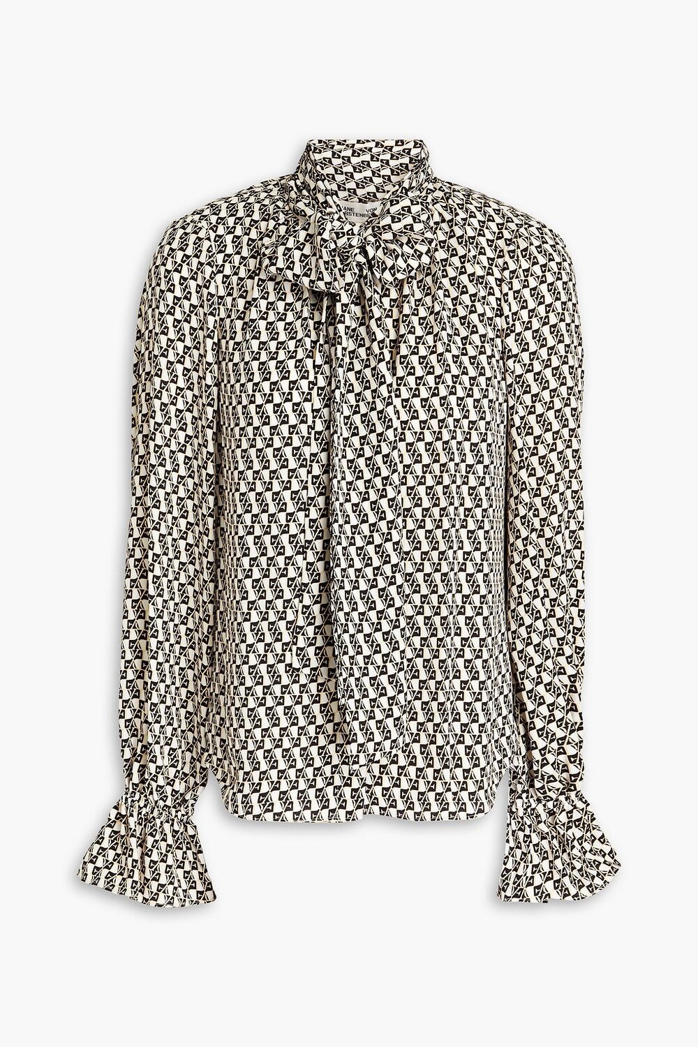 

Блузка Tina из крепдешина с бантом и принтом DIANE VON FURSTENBERG, черный