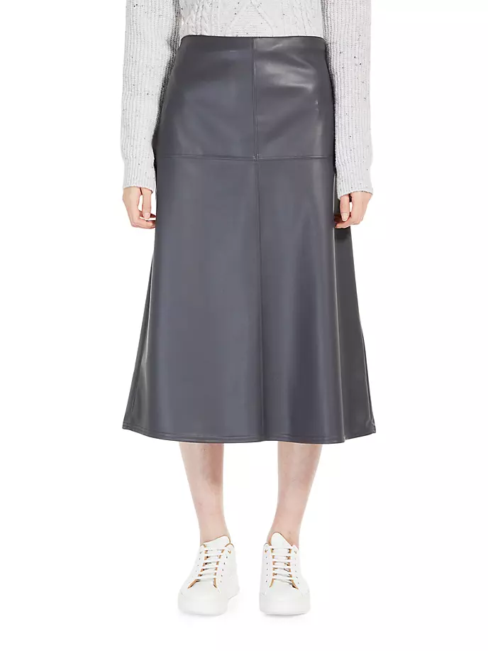 

Юбка-миди из искусственной кожи А-силуэта Max Mara Leisure, серый
