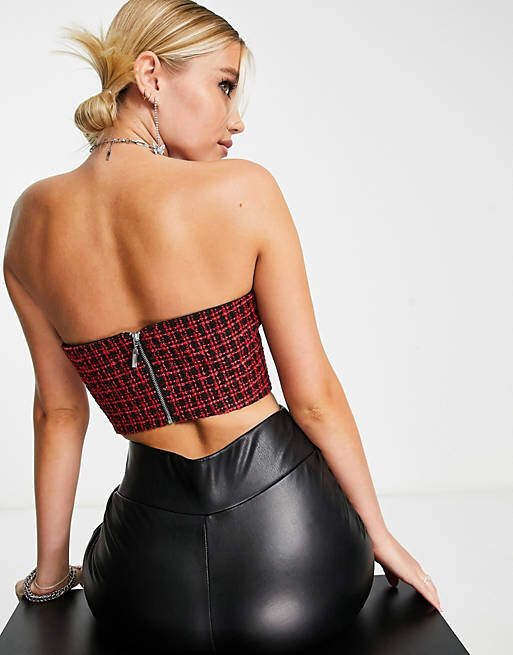 

Корсет-корсет из букле Miss Selfridge в красную клетку