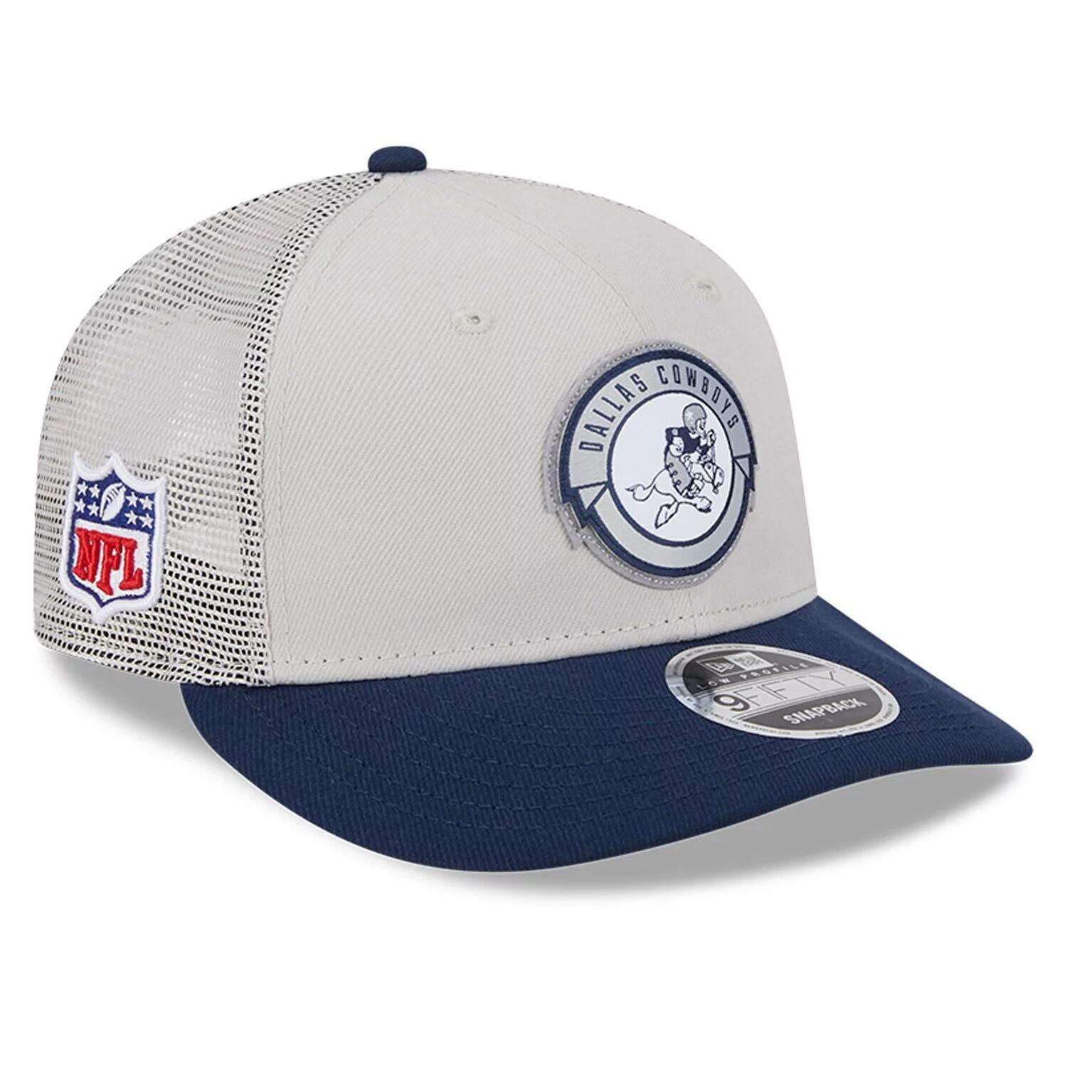 

Мужская кепка New Era кремового/темно-синего цвета Dallas Cowboys 2023 Sideline Historic Low Profile 9FIFTY Snapback Hat
