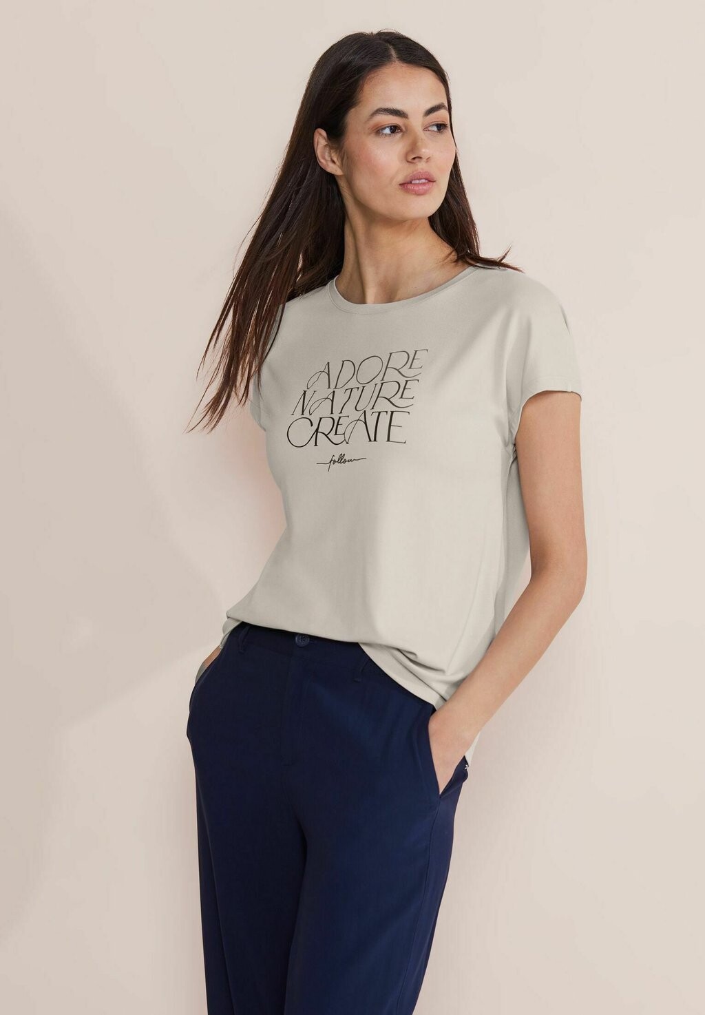 

Футболка с принтом MIT WORDING Street One, цвет beige