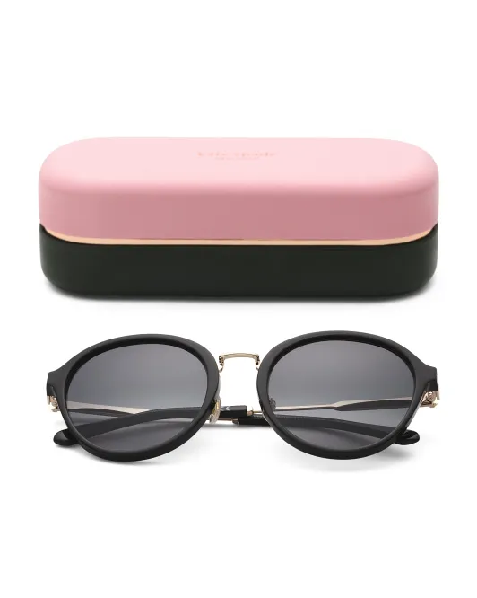 

Круглые металлические солнцезащитные очки 53 мм Kate Spade, черный