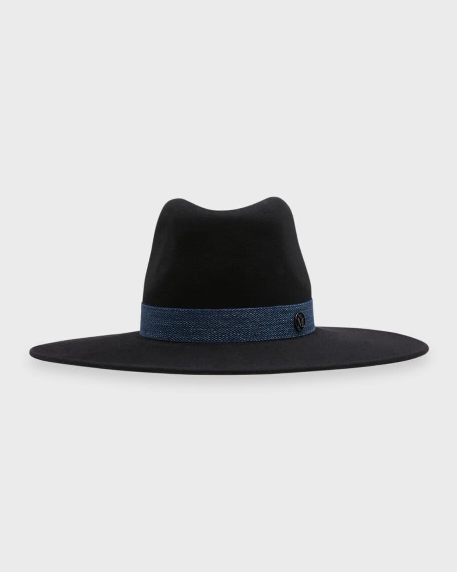 

Eliza Denim Ribbon Шерстяной фетр Fedora Maison Michel