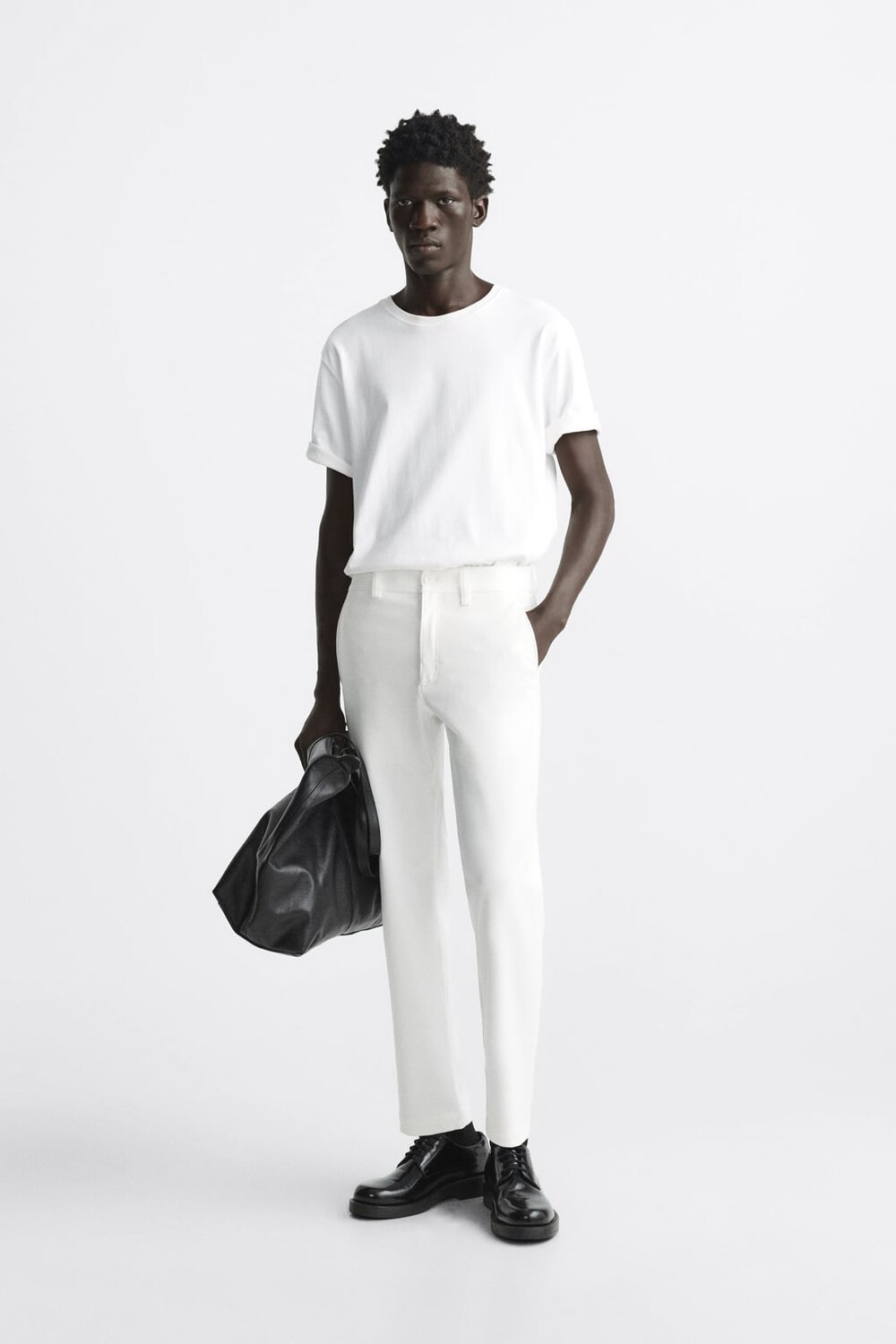 

Фактурные удобные брюки ZARA, белый
