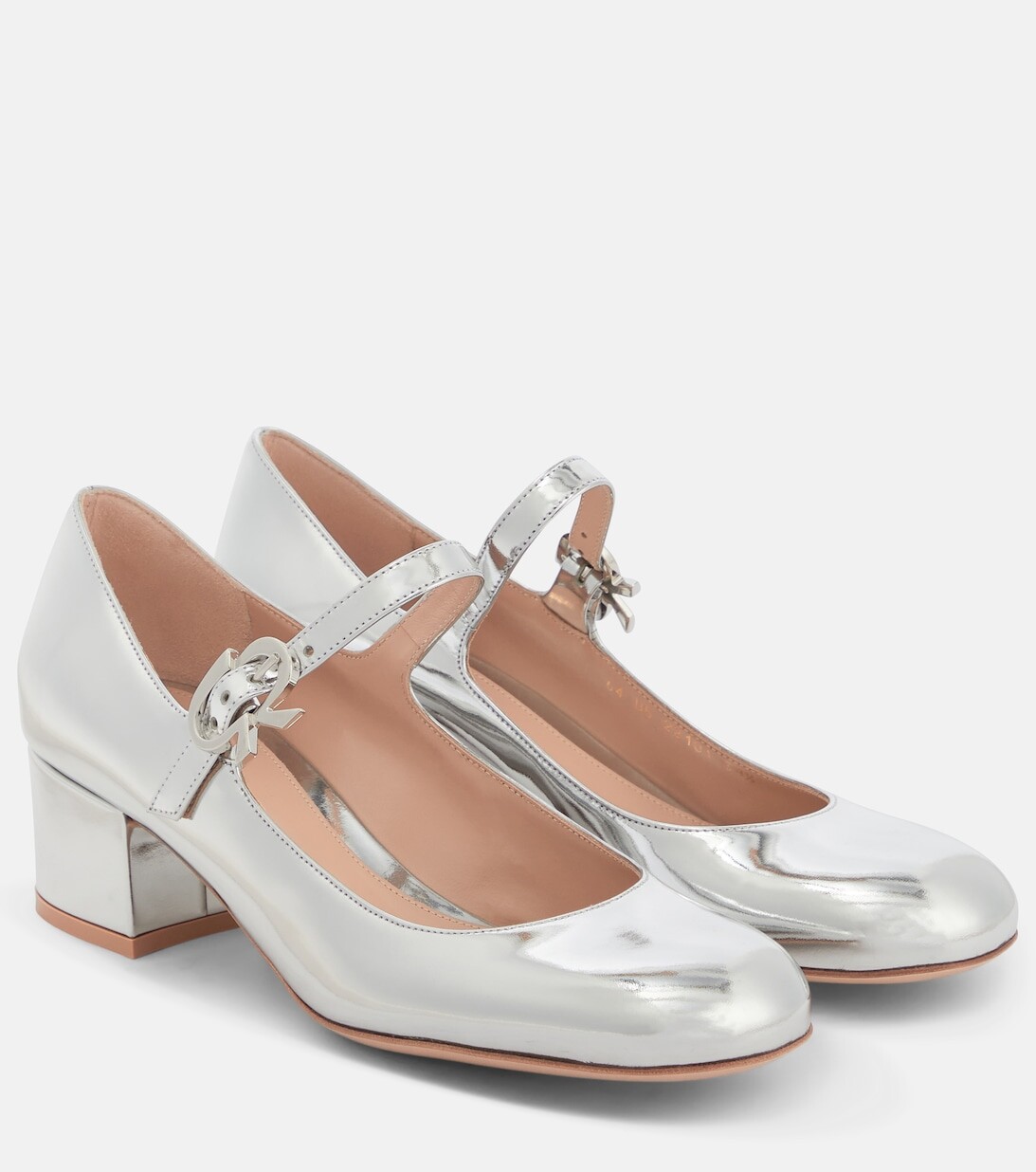 

Туфли-лодочки Mary Jane из металлизированной кожи Gianvito Rossi, серебряный, Серый, Туфли-лодочки Mary Jane из металлизированной кожи Gianvito Rossi, серебряный