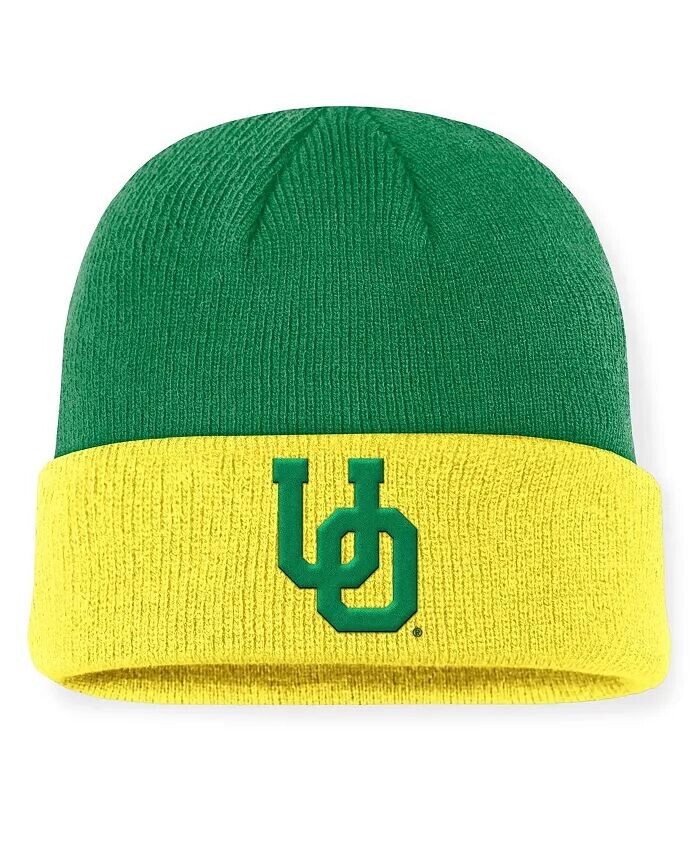 

Мужская зелено-желтая вязаная шапка с манжетами Oregon Ducks Legacy Terra Nike, зеленый