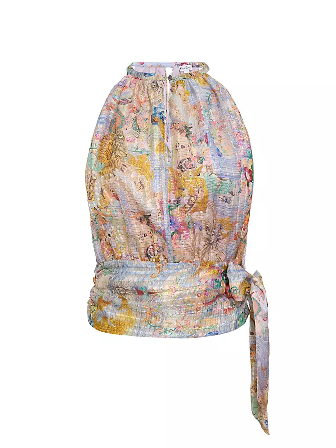 

Топ Ava из шелковой смеси животных Robert Graham, мультиколор
