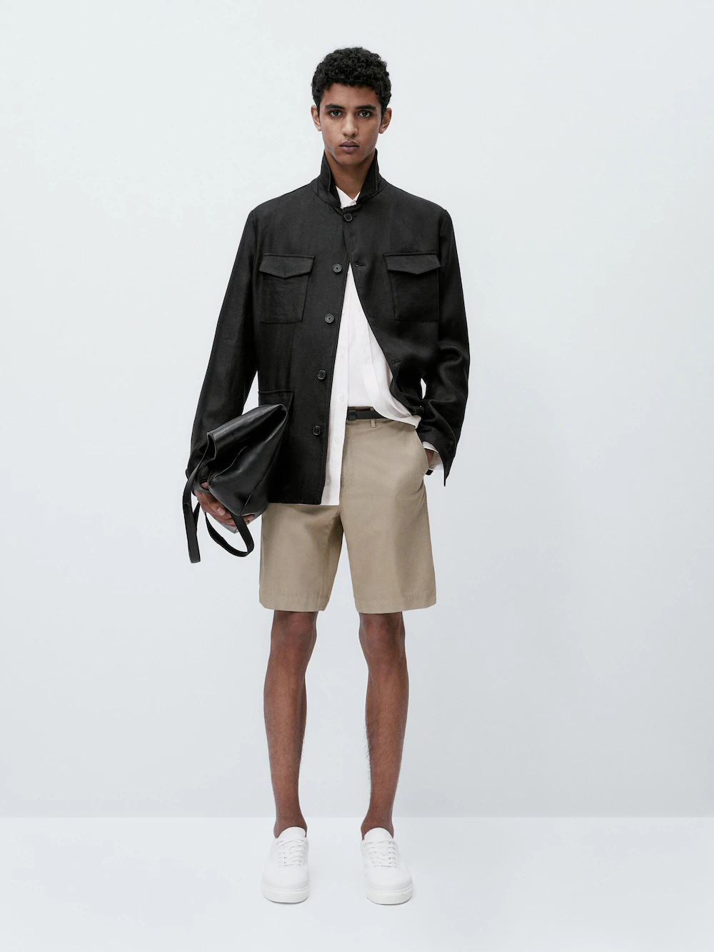 

Шорты-бермуды из хлопка Massimo Dutti, бежевый