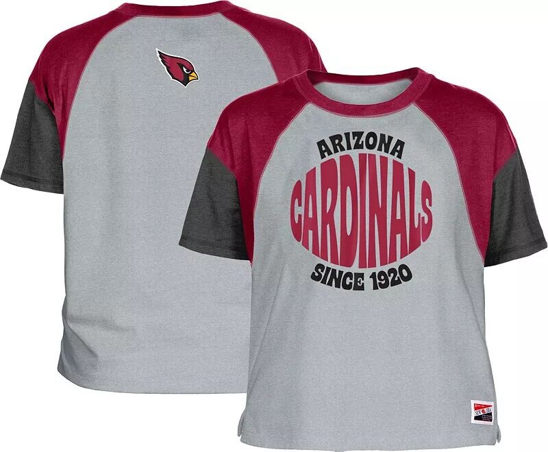

Женская серая футболка с цветными блоками New Era Arizona Cardinals