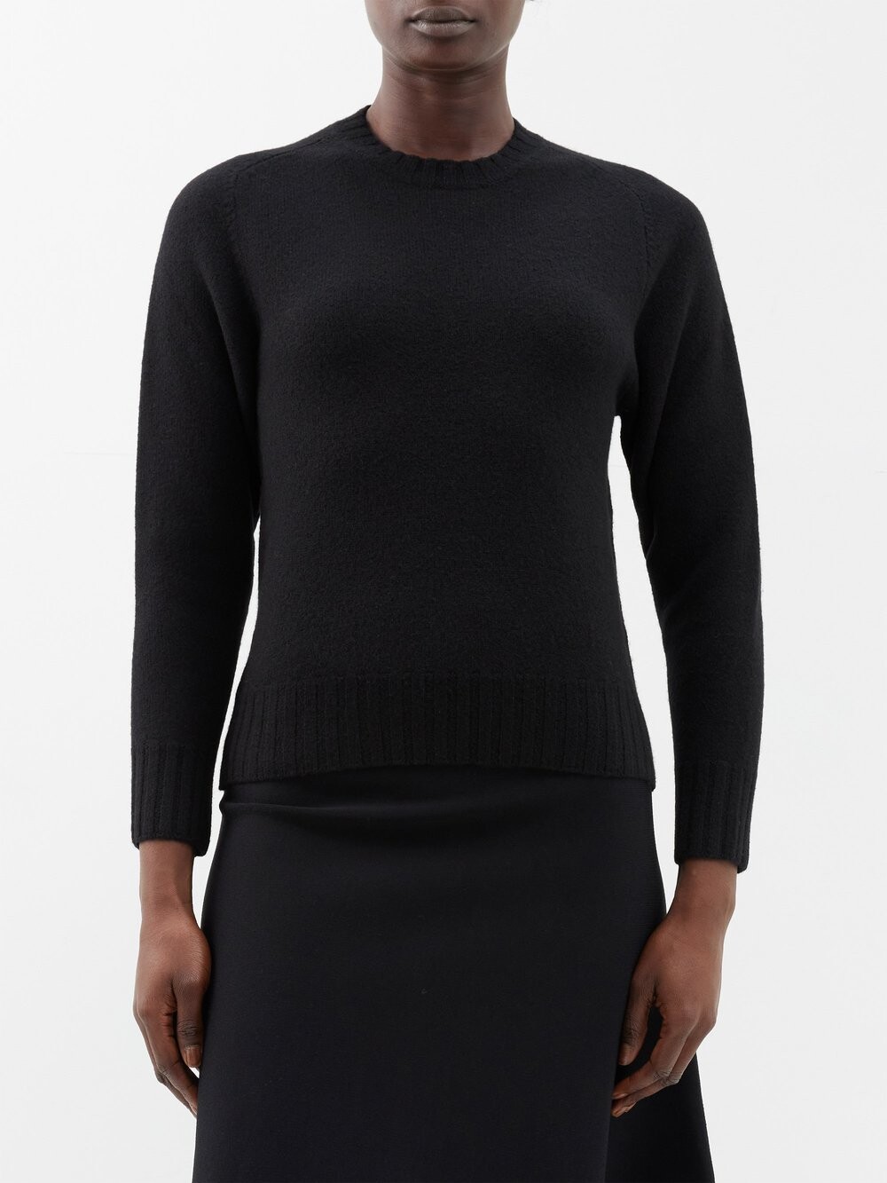 

Свитер из вареной шерсти с высоким воротником Jil Sander, черный